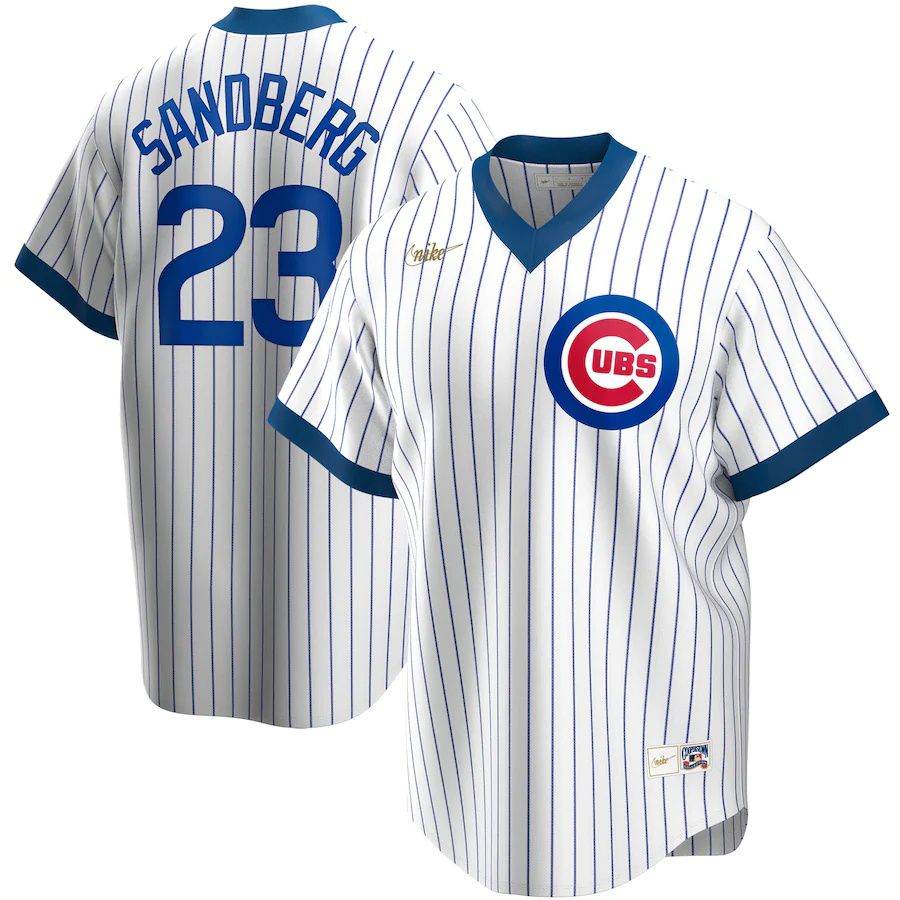 Mens Chicago Cubs 23 Ryne Sandberg Nike White Home Cooperstown Collection Player MLB Jerseys